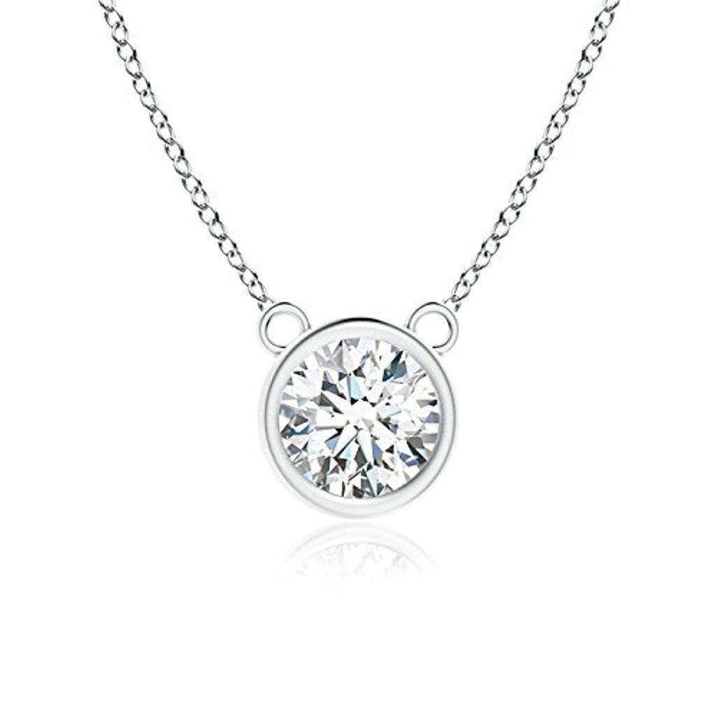 Pendant Solid White Gold 1 Ct Beautiful Round Cut Diamond Solitaire