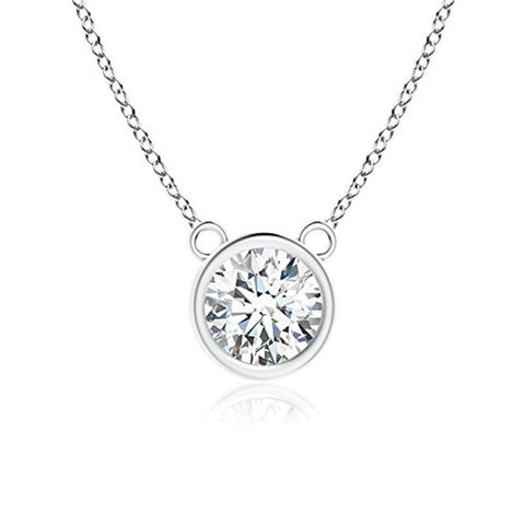 Pendant Solid White Gold 1 Ct Beautiful Round Cut Diamond Solitaire