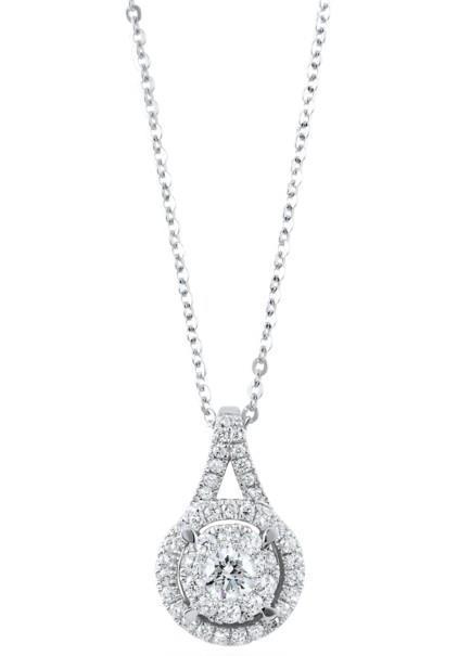 White Gold 14K Prong Setting 2.00 Carats Diamonds Pendant Necklace With Chain
