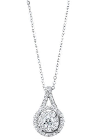 White Gold 14K Prong Setting 2.00 Carats Diamonds Pendant Necklace With Chain