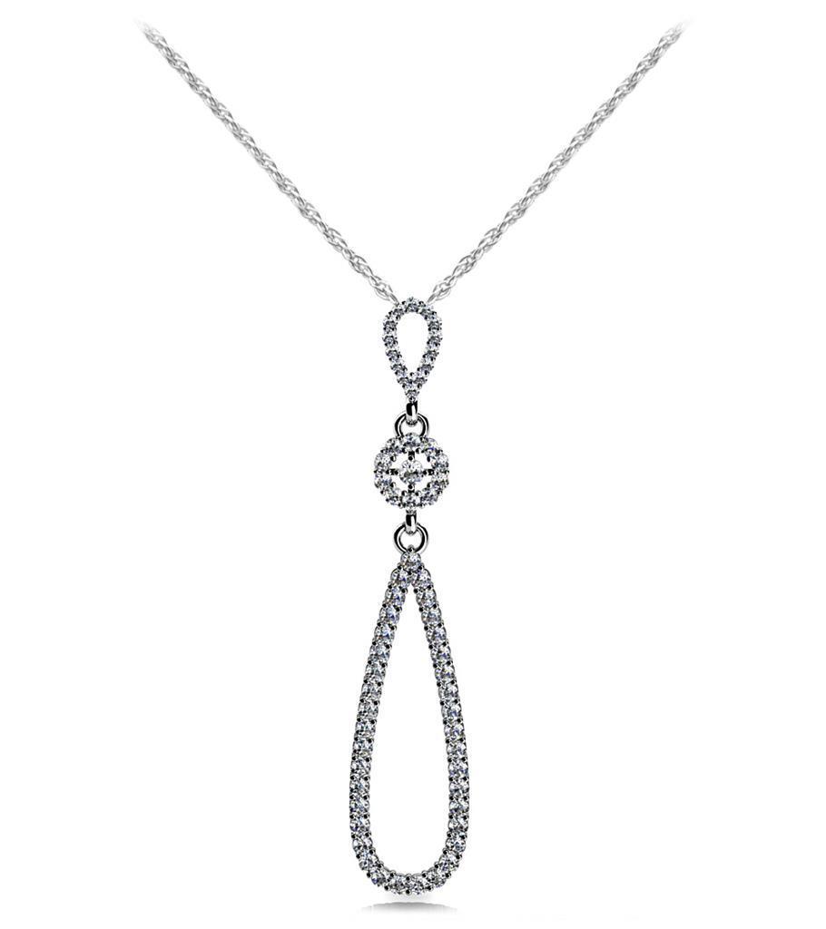 Round Cut 5.00 Carats Diamonds Celtic Cross Teardrop Pendant Necklace