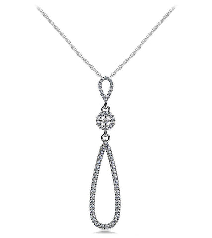 Round Cut 5.00 Carats Diamonds Celtic Cross Teardrop Pendant Necklace