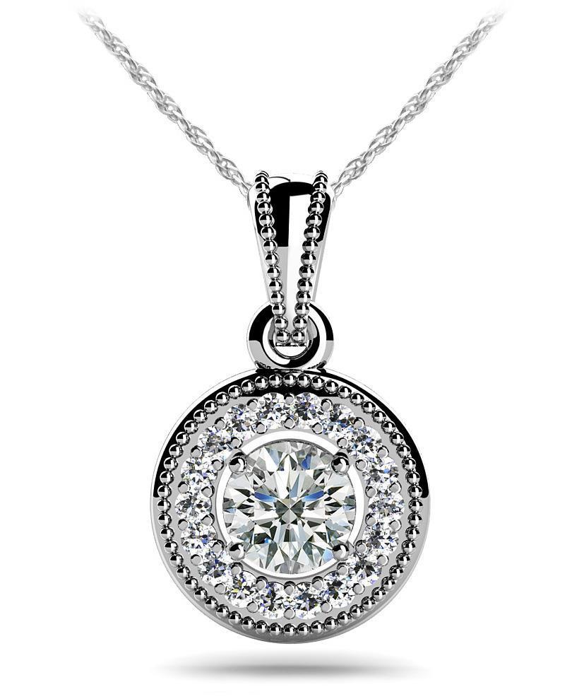 White Gold 14K Round Cut 3.50 Carats Diamonds Circle Pendant Necklace
