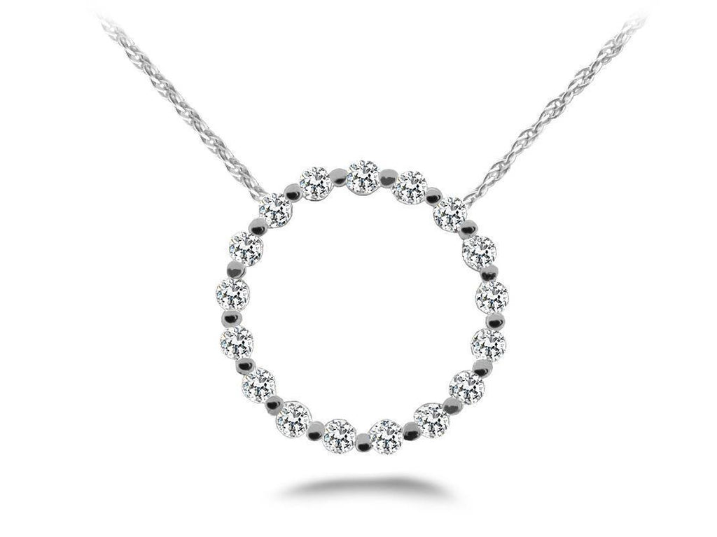 White Gold 14K Round Cut 6.80 Carats Diamonds Circle Pendant Necklace