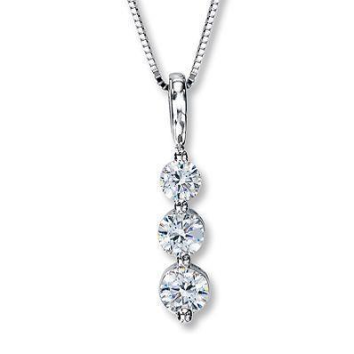 White Gold 14K Round Cut 1.9 Carat Diamond Journey Necklace Pendant