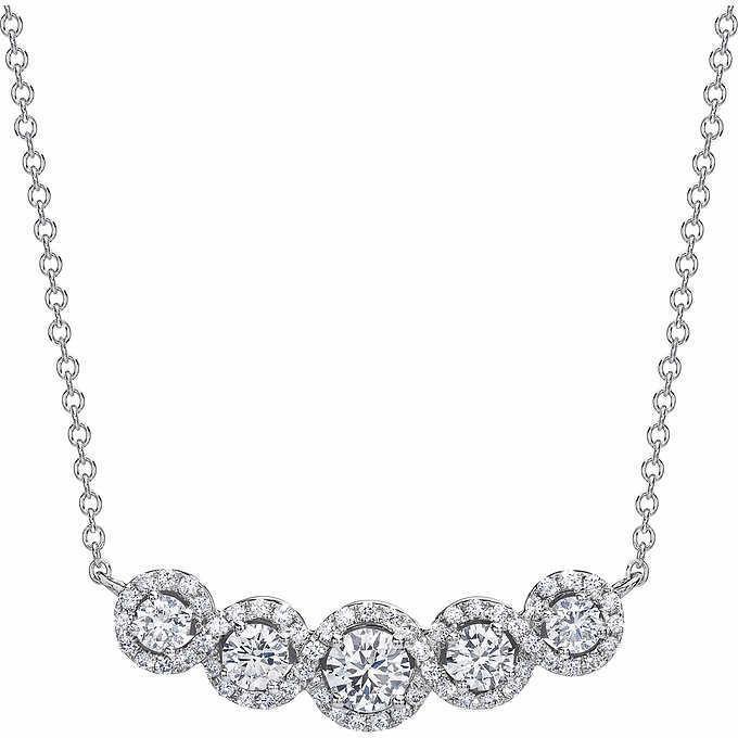 White Gold 14K Round Cut Graduation 12.00 Carats Diamond Necklace Pendant