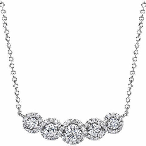 White Gold 14K Round Cut Graduation 12.00 Carats Diamond Necklace Pendant