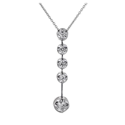 White Gold 14K Sparkling Round Brilliant Cut 3 Ct  Diamonds Pendant Necklace