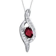 Women Necklace Pendant 1.70 Carats Ruby With Diamonds Gold 14K White