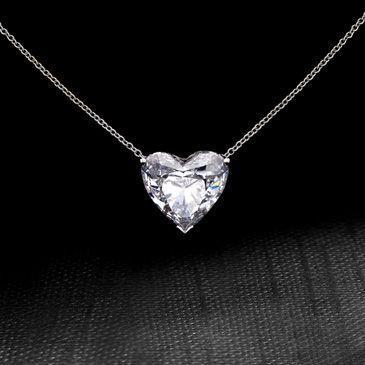2.5 Carat Solitaire Heart Shape Diamond Pendant Necklace White Gold