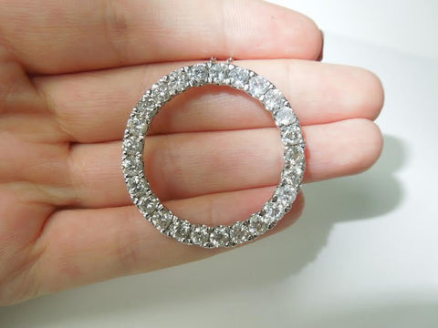 8.75 Carats Ladies Circle Of Life Diamond Pendant White Gold Jewelry