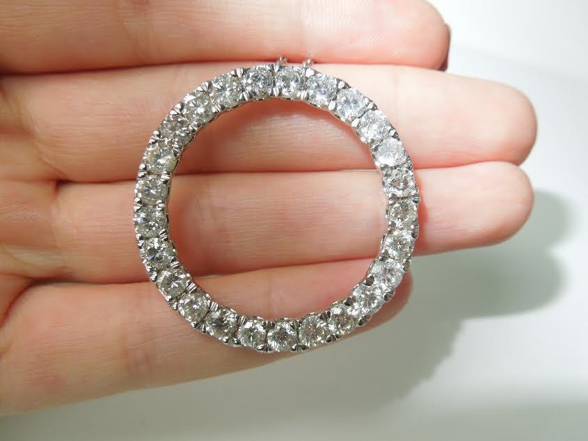 8.75 Carats Ladies Circle Of Life Diamond Pendant White Gold Jewelry