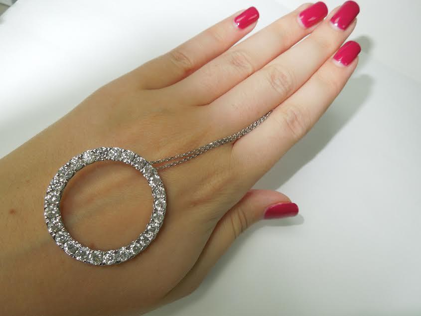 8.75 Carats Ladies Circle Of Life Diamond Pendant White Gold Jewelry