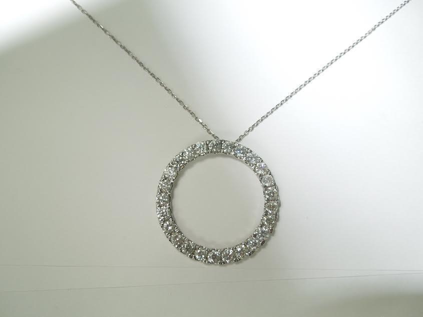 8.75 Carats Ladies Circle Of Life Diamond Pendant White Gold Jewelry
