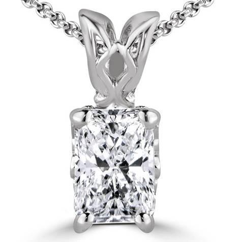 Prong Set Radiant Cut Diamond Pendant White Gold Jewelry 1 Carat
