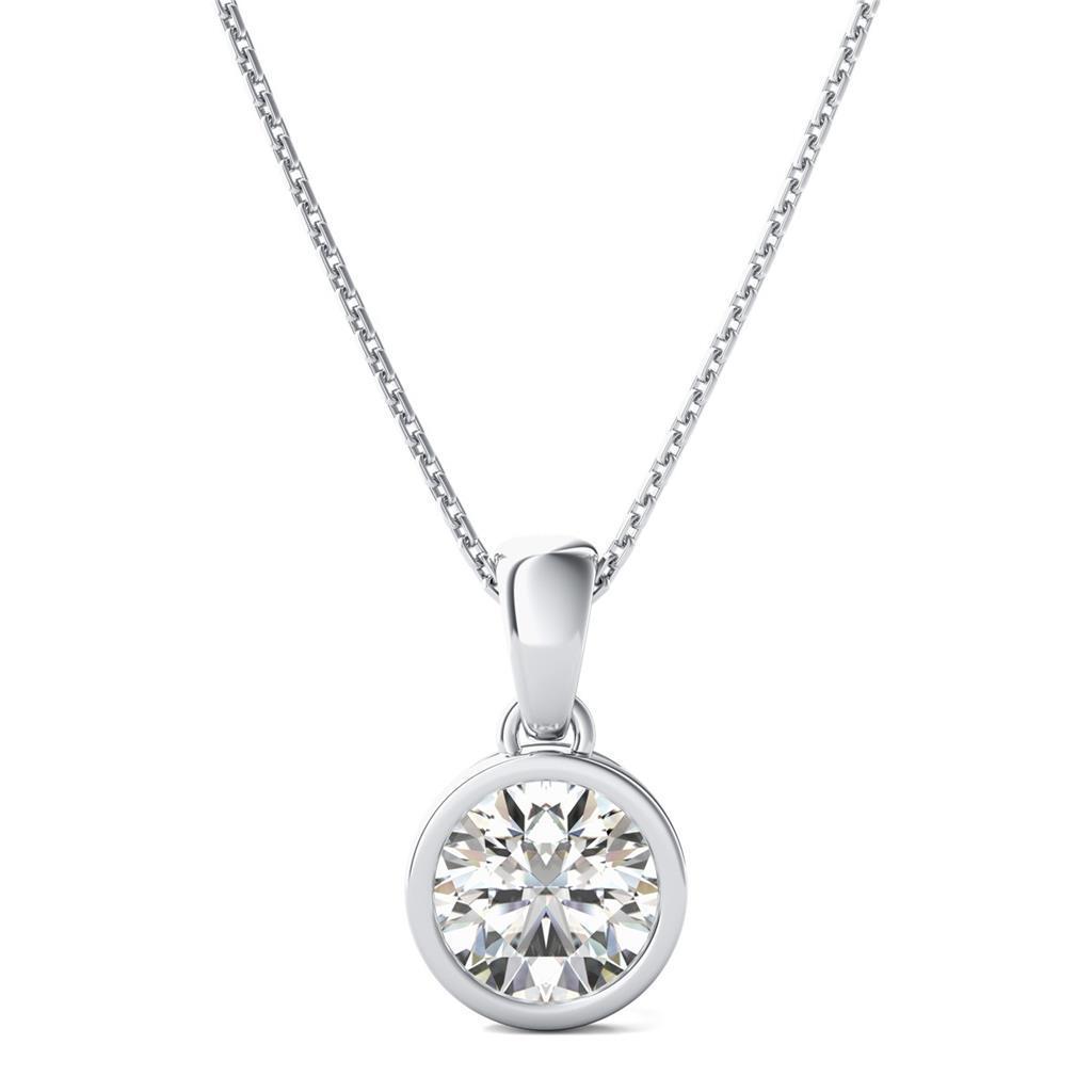 0.75 Ct Bezel Set Round Brilliant Diamond Pendant Women Gold Jewelry