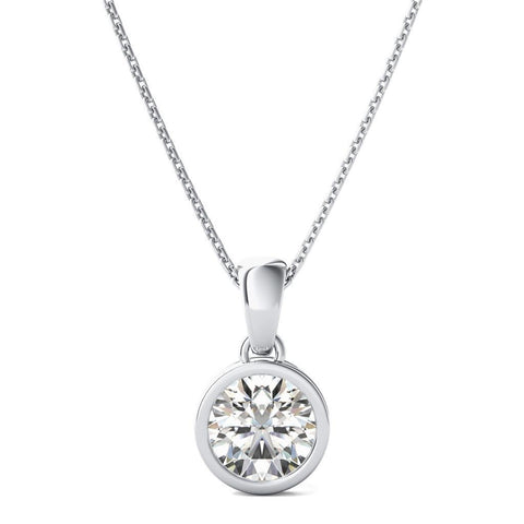 0.75 Ct Bezel Set Round Brilliant Diamond Pendant Women Gold Jewelry