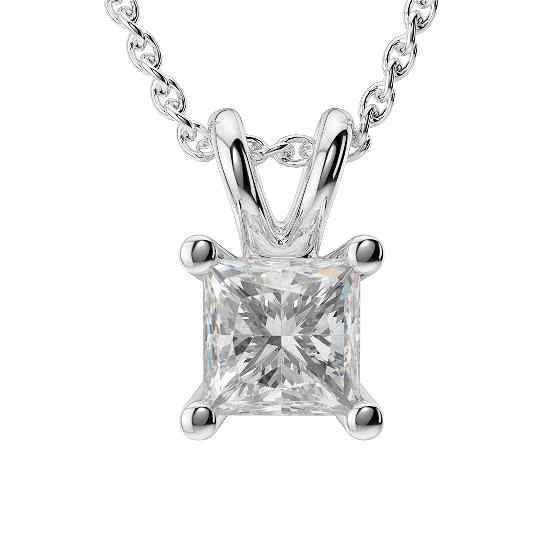 Princess Cut Diamond Necklace Pendant White Gold 14K 1 Ct Jewelry