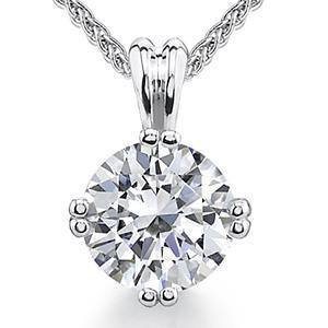 Prong Set 3.25 Ct Round Cut Diamond Pendant Necklace 14K White Gold