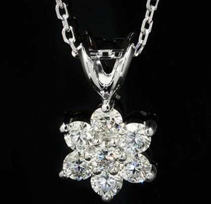 3.5 Ct Diamond Flower Style Necklace Pendant White Gold Women Jewelry