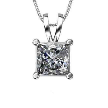 Beautiful Princess Cut Diamond Necklace Pendant Gold Jewelry 1.5 Ct