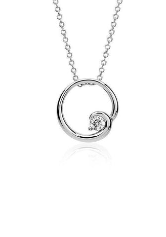 Solitaire Round Diamond Circle Pendant White Gold 14K 1 Carat