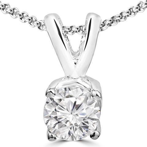 Gorgeous Round Cut Solitaire Diamond Pendant White Gold 14K 3 Carats