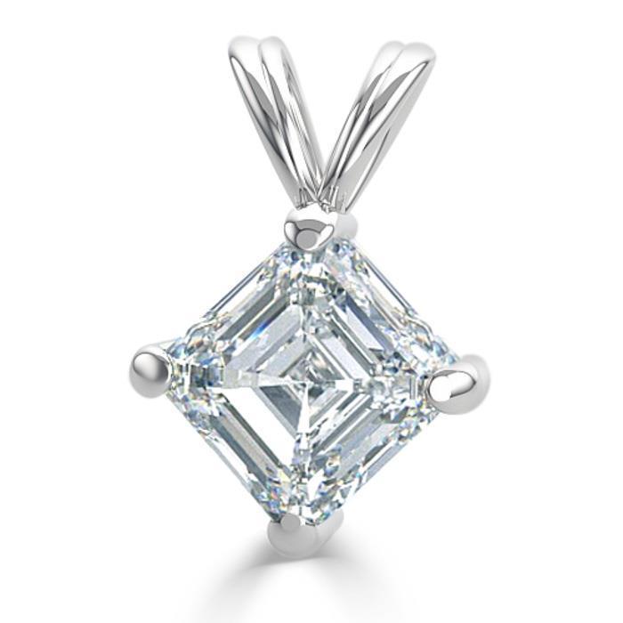 2.5 Ct Solitaire Asscher Cut Diamond Pendant White Gold Fine Jewelry