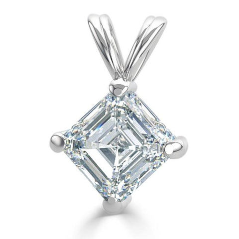 2.5 Ct Solitaire Asscher Cut Diamond Pendant White Gold Fine Jewelry