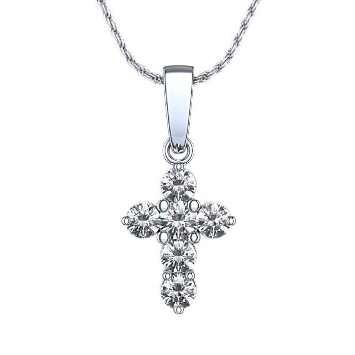 3 Ct Gorgeous Round Brilliant Cut Diamonds Cross Pendant Necklace
