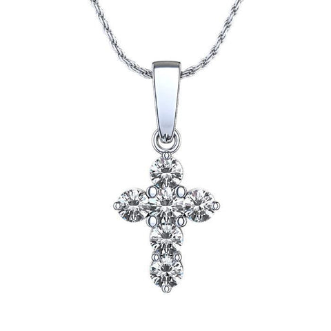 3 Ct Gorgeous Round Brilliant Cut Diamonds Cross Pendant Necklace