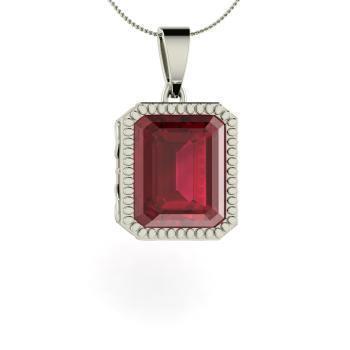 6.00 Carats Pendant Gold Jewelry Emerald Cut Red Ruby Gem-Stone Ladies Necklace