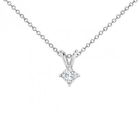 0.755 Carat Princess Cut Diamond Women Pendant White Gold 14K