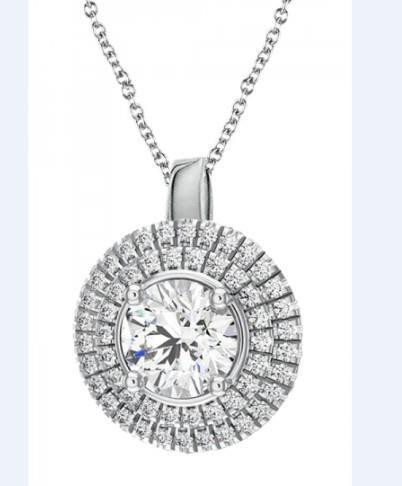3.10 Carats Diamonds Pendant Necklace With Chain White Gold 14K
