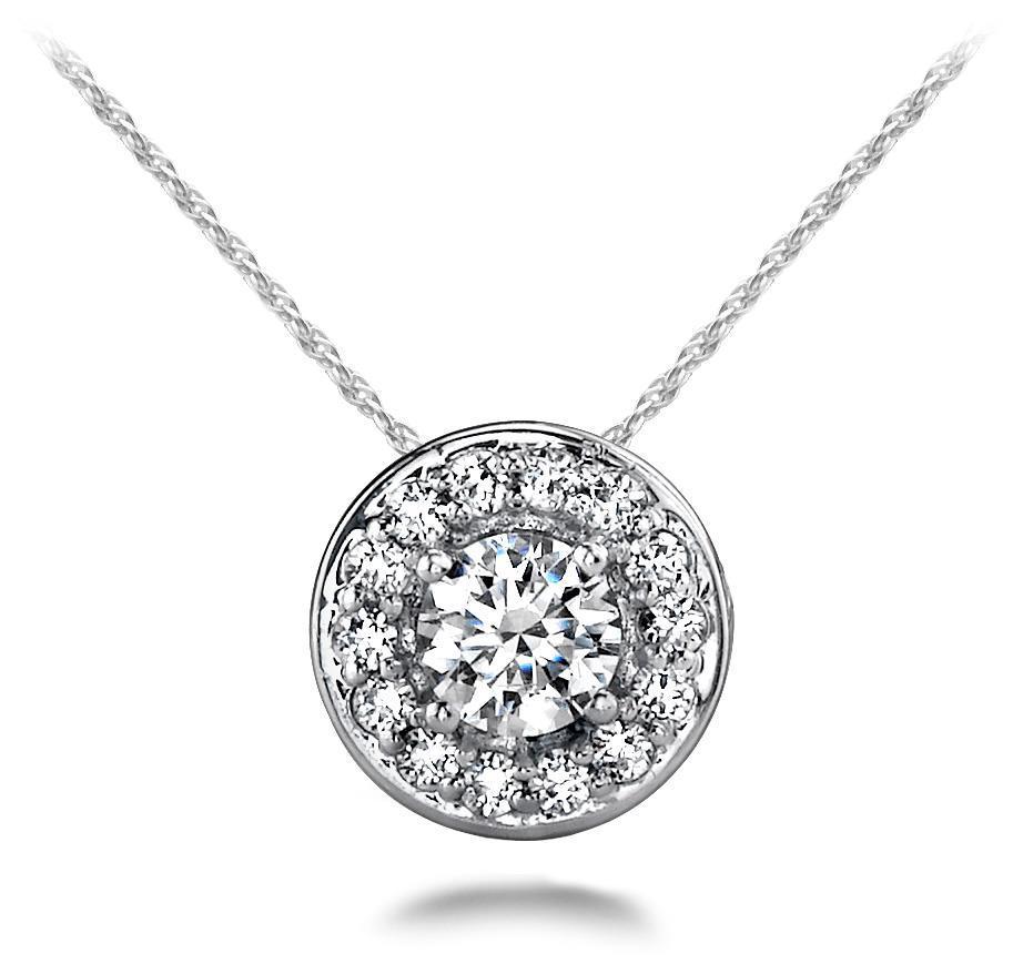 Pendant Necklace Sparkling 5.50 Carats Round Cut Diamonds Centered