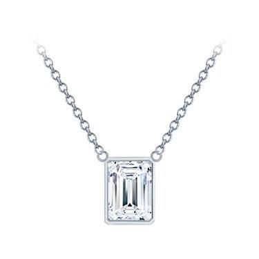 White Gold 14K Emerald Cut Diamond Necklace Pendant 1 Carats Jewelry