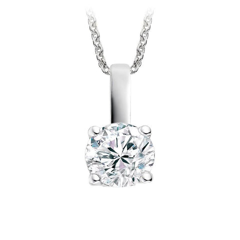 Big Sparkling Round Cut Solitaire Diamond Pendant Necklace White Gold 3.00 Carats