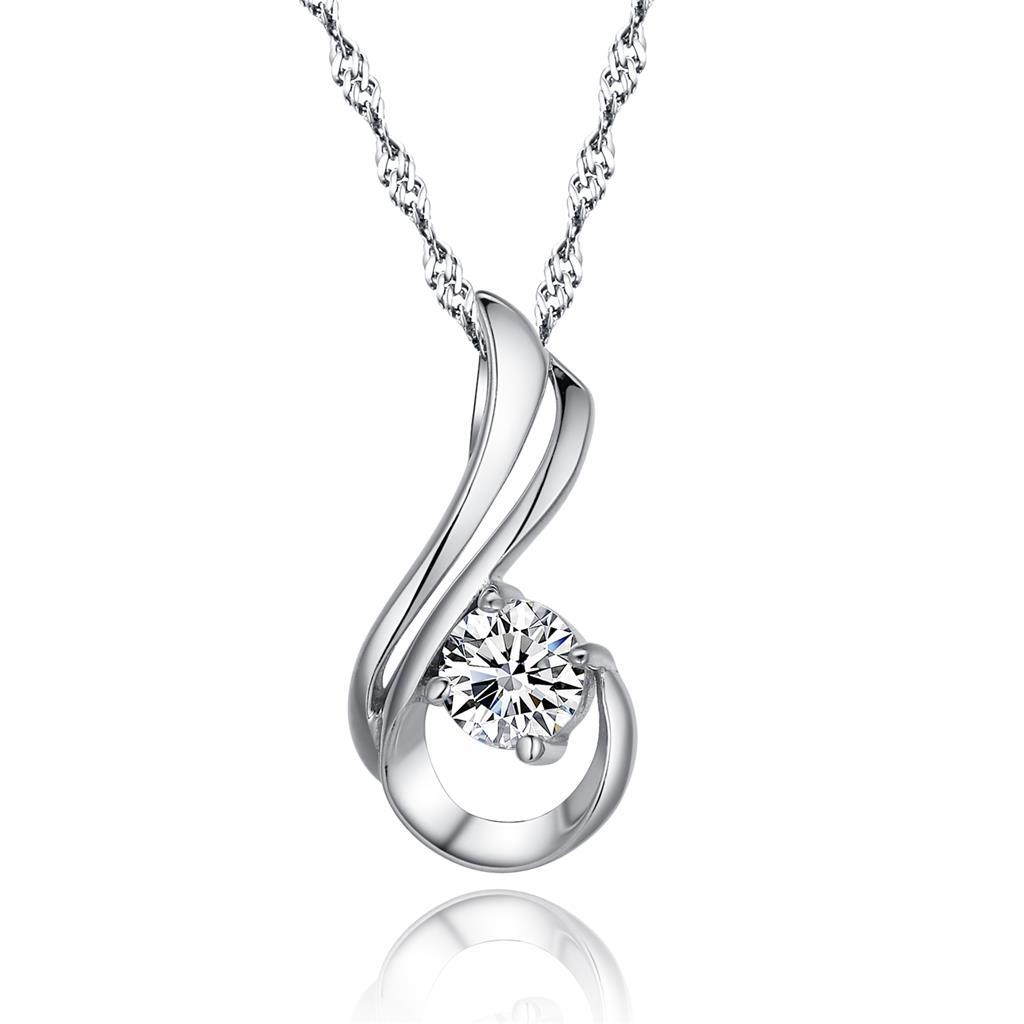 Sparkling 1 Carat Round Cut Diamond Pendant Necklace White Gold 14K