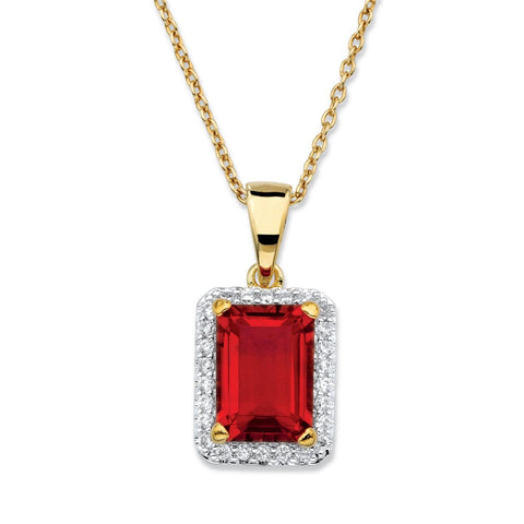 5.65 Carats Prong Set Ruby With Diamonds Pendant Necklace Yg 14K