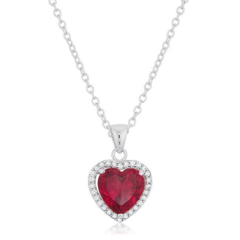 14K White Gold Ruby And Diamonds 5.40 Ct Pendant Necklace With Chain