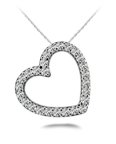 Heart Shaped Pendant Necklace 5.20 Ct Round Cut Diamonds White Gold