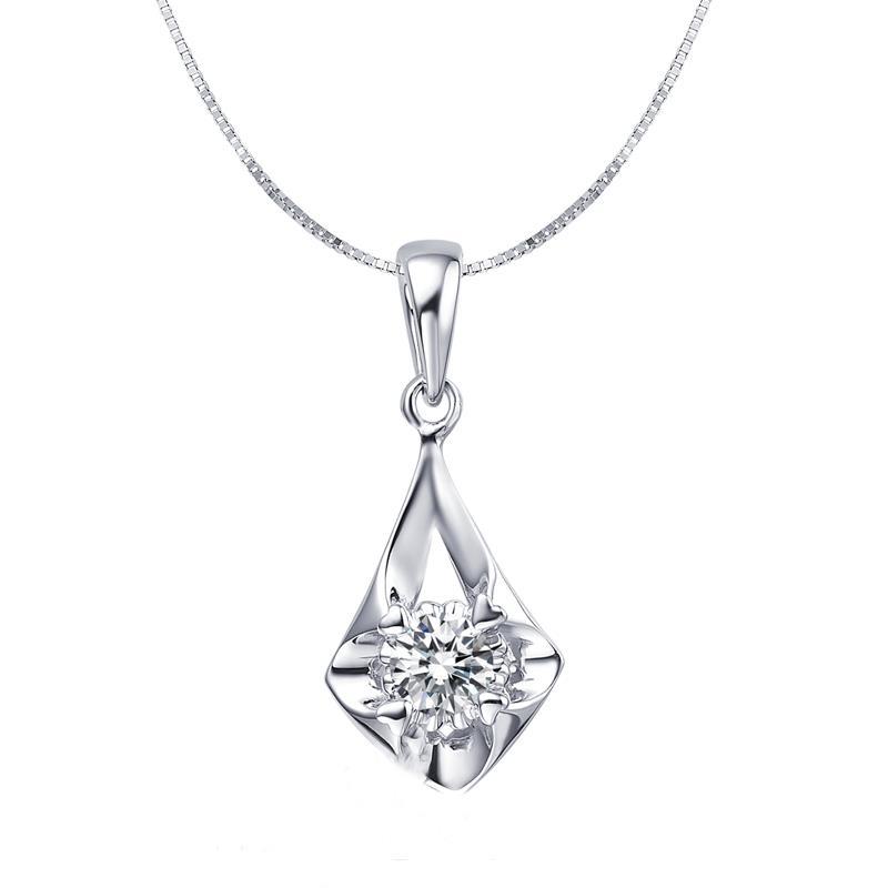 F Vs1 Round Cut 1.25 Carat Diamond Pendant Necklace Gold White 14K