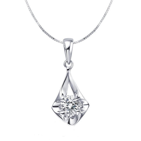 F Vs1 Round Cut 1.25 Carat Diamond Pendant Necklace Gold White 14K