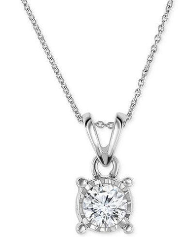 1.25 Carats Solitaire Round Diamond Necklace Pendant White Gold 14K