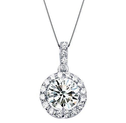 White Gold 14K 2.50 Carats Diamonds Pendant Necklace New