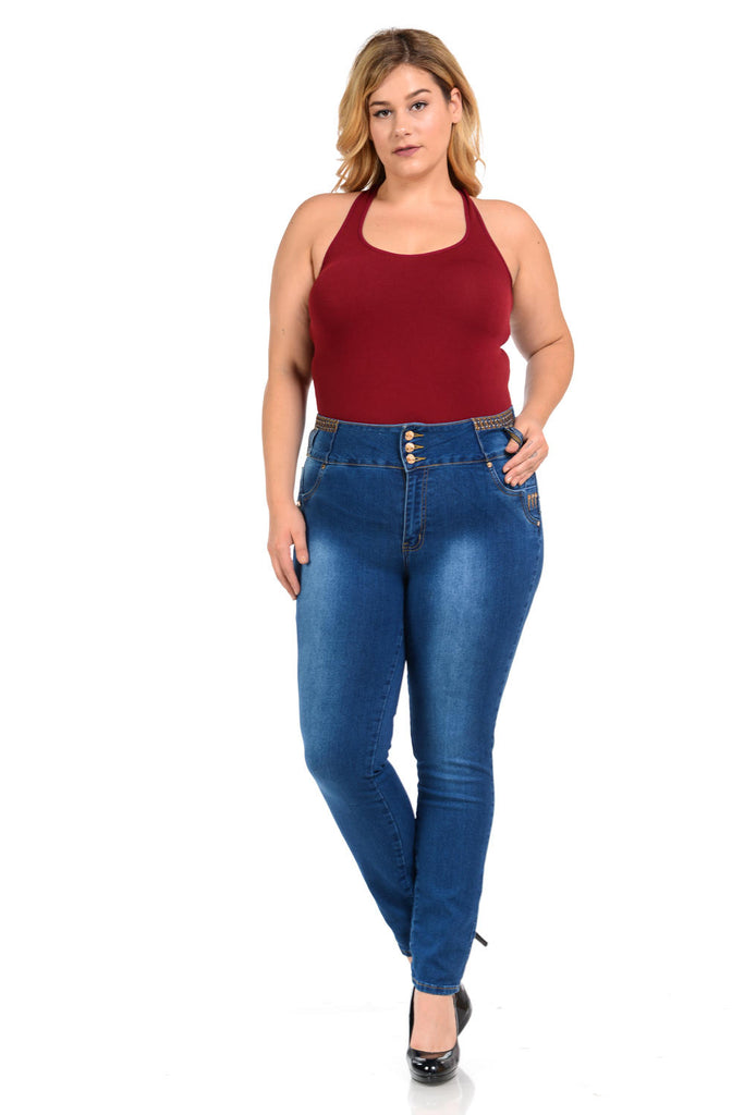 M.Michel Women's Jeans - Plus Size - High Waist - Push Up - Style D649