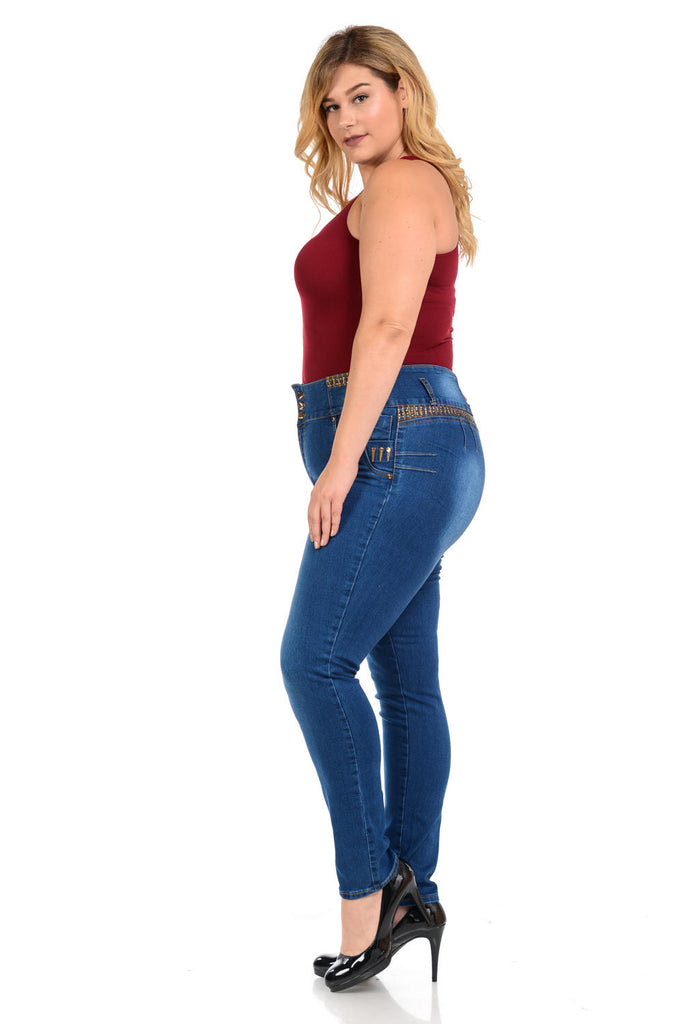 M.Michel Women's Jeans - Plus Size - High Waist - Push Up - Style D649