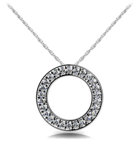 Circle 5.20 Carats Diamonds Pendant Necklace White Gold 14K