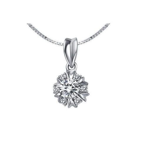 Circle Shape Women Pendant Necklace 2.10 Carats Round Cut Diamonds