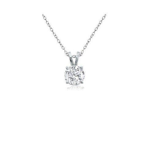 F Vs1 Round 1.5 Carat Diamond Pendant Necklace White Gold 14K